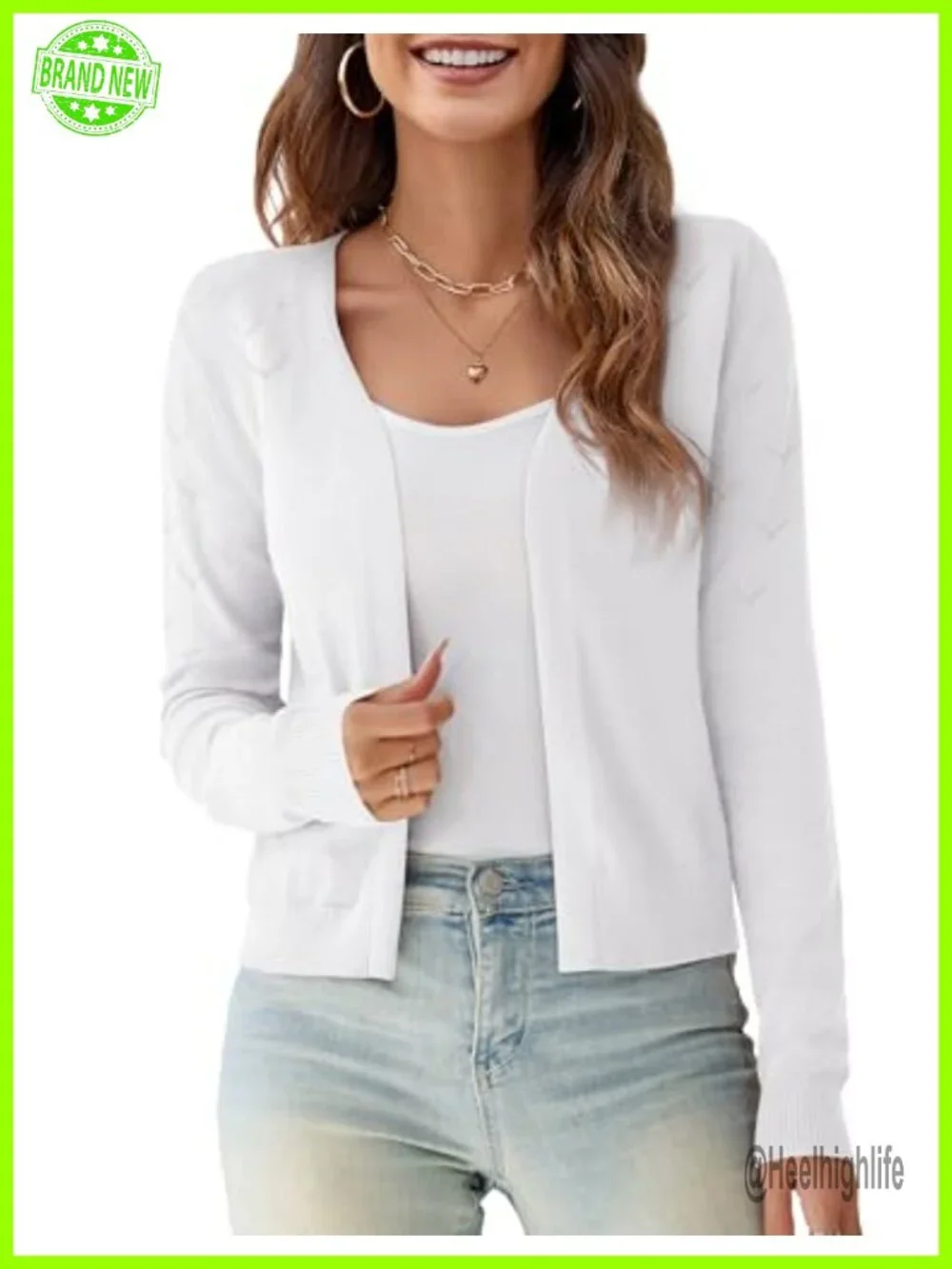 Long Sleeve Open Front Cropped Cardigan Sweater Bolero Shrugs S-XL